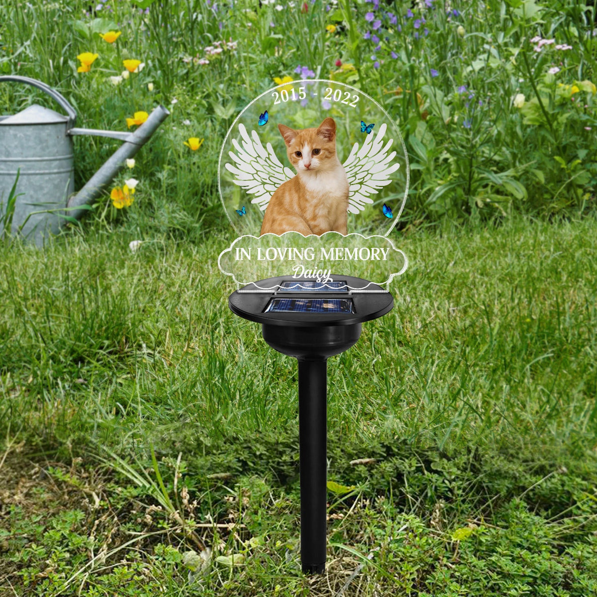 Custom Photo In Loving Memory - Memorial Gift For Dog Lovers, Cat Lovers, Pet Lovers - Personalized Solar Light