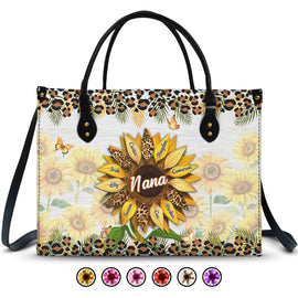 Nana, Mom, Auntie Sunflower - Birthday, Loving Gift For Mother, Grandma, Grandmother - Personalized Leather Bag