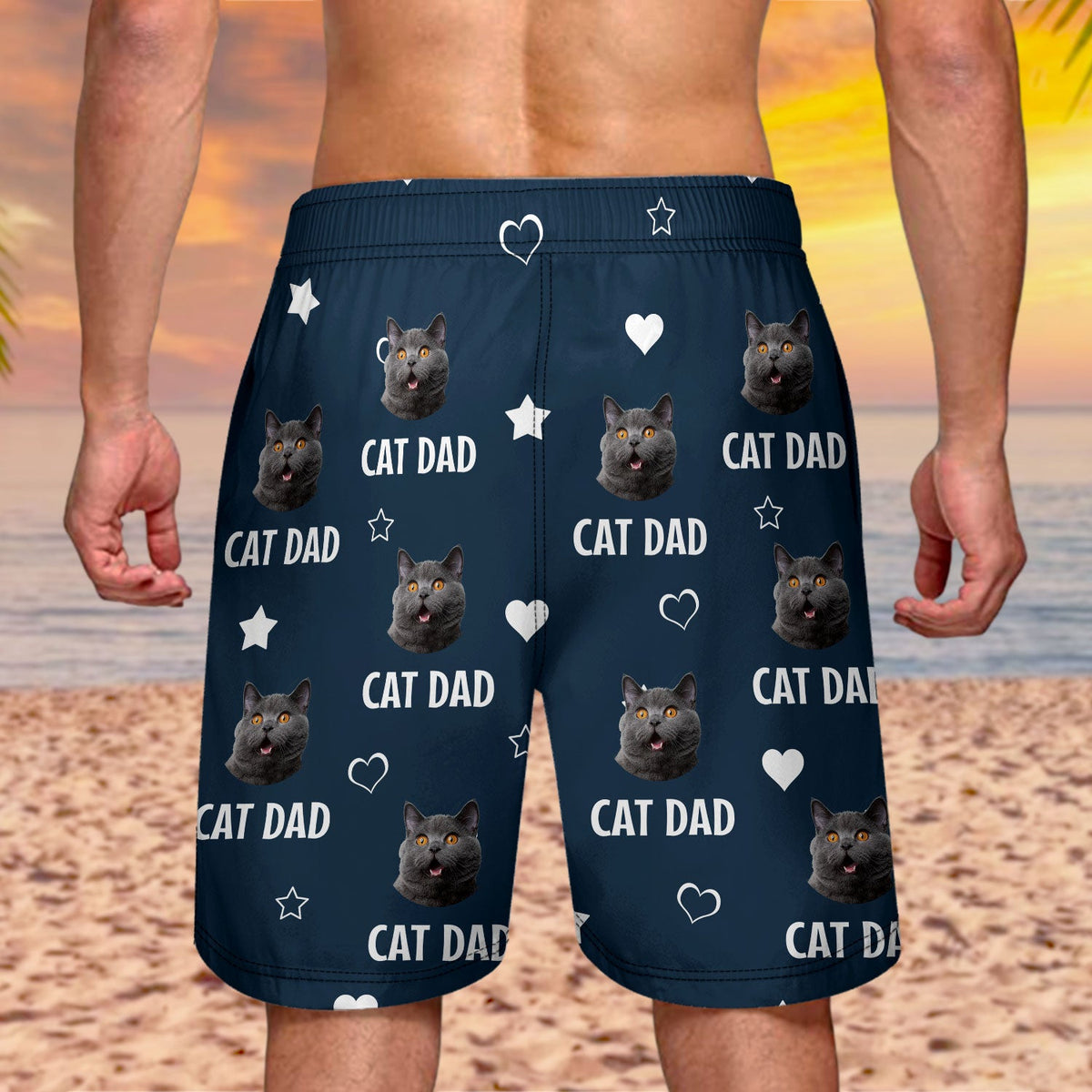 Custom Photo Funny I Love My Dad - Gift For Dog Dad, Cat Dad, Fathers, Pet Lovers - Personalized Unisex Beach Shorts