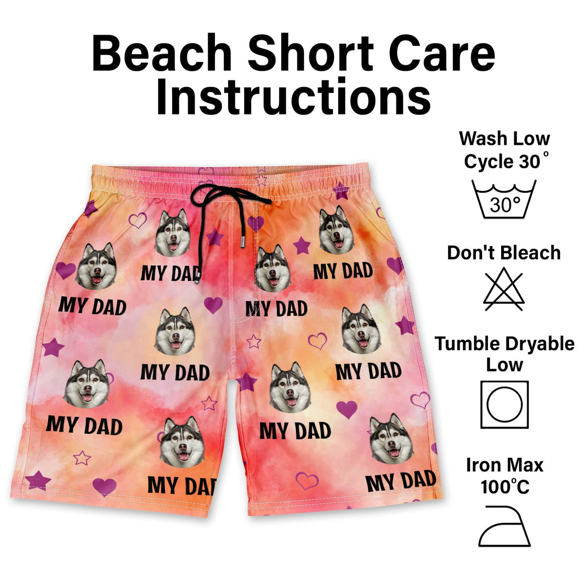 Custom Photo Funny I Love My Dad - Gift For Dog Dad, Cat Dad, Fathers, Pet Lovers - Personalized Unisex Beach Shorts