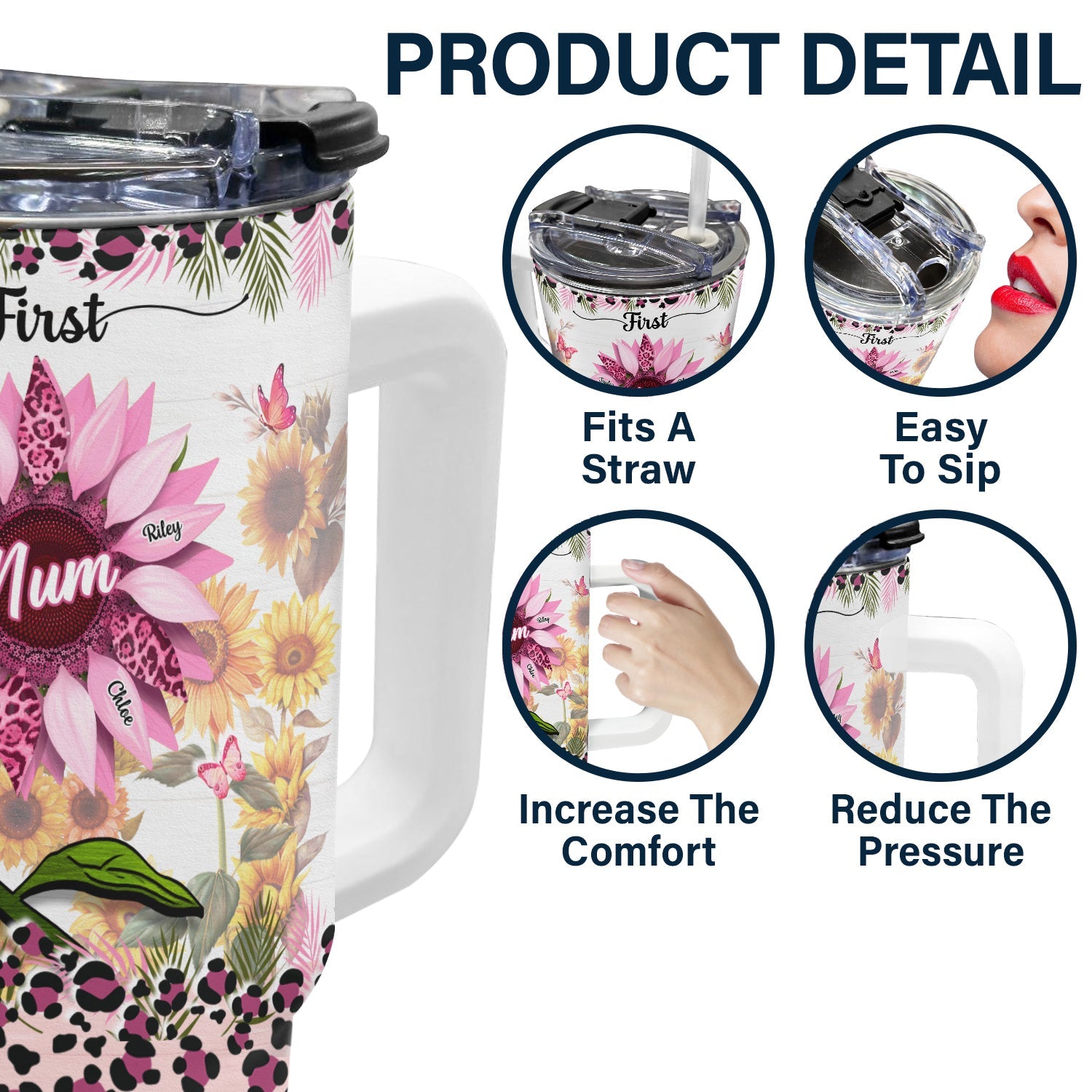 First Mom Now Grandma - Gift For Mothers, Grandmas, Aunties - Personalized 40oz Tumbler With Straw