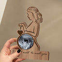 Custom Photo Love At First Heart Beat - Gift For Mom, Mother, New Parents - Personalized Custom Shaped 2-Layered Wooden Plaque