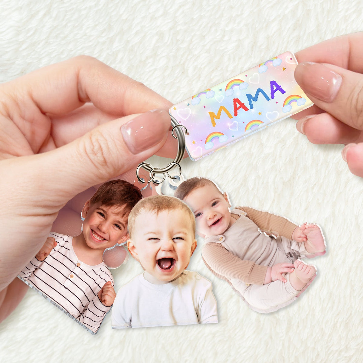 Custom Photo Our Grandkids - Loving Gift For Grandma, Grandparents, Mother - Personalized Acrylic Tag Keychain