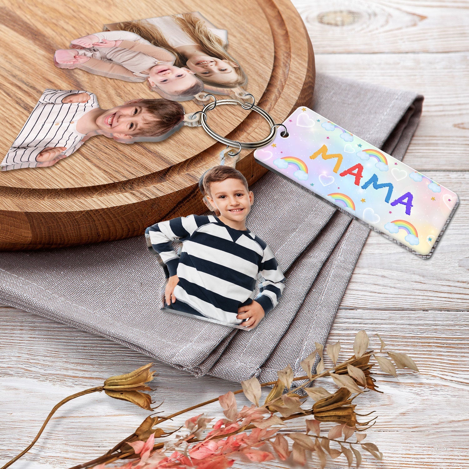 Custom Photo Our Grandkids - Loving Gift For Grandma, Grandparents, Mother - Personalized Acrylic Tag Keychain