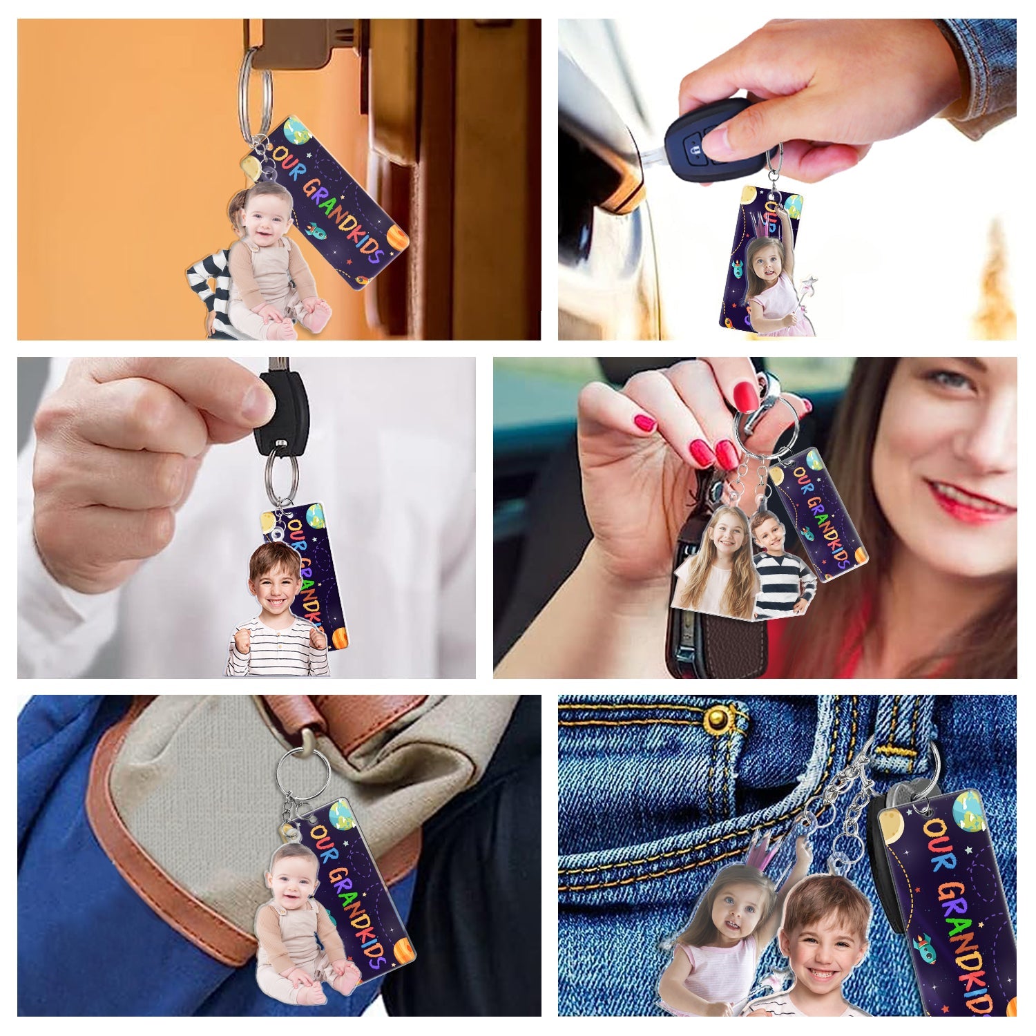 Custom Photo Our Grandkids - Loving Gift For Grandma, Grandparents, Mother - Personalized Acrylic Tag Keychain