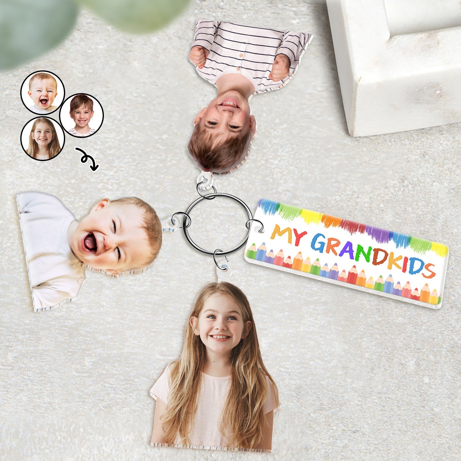 Custom Photo Our Grandkids - Loving Gift For Grandma, Grandparents, Mother - Personalized Acrylic Tag Keychain