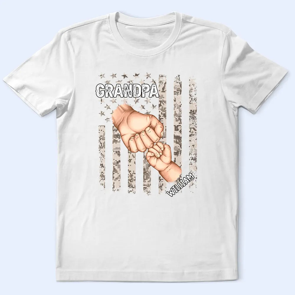 Stars And Stripes Grandpa Is Like Dad Without Rules Fist Bump - Personalized T Shirt