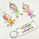 Custom Photo This Awesome Daddy Mommy Grandpa Belongs To - Personalized Acrylic Tag Keychain