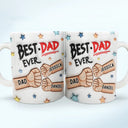 Best Dad Grandpa Ever Fist Bump - 3D Inflated Effect Printed Mug, Personalized White Edge-to-Edge Mug