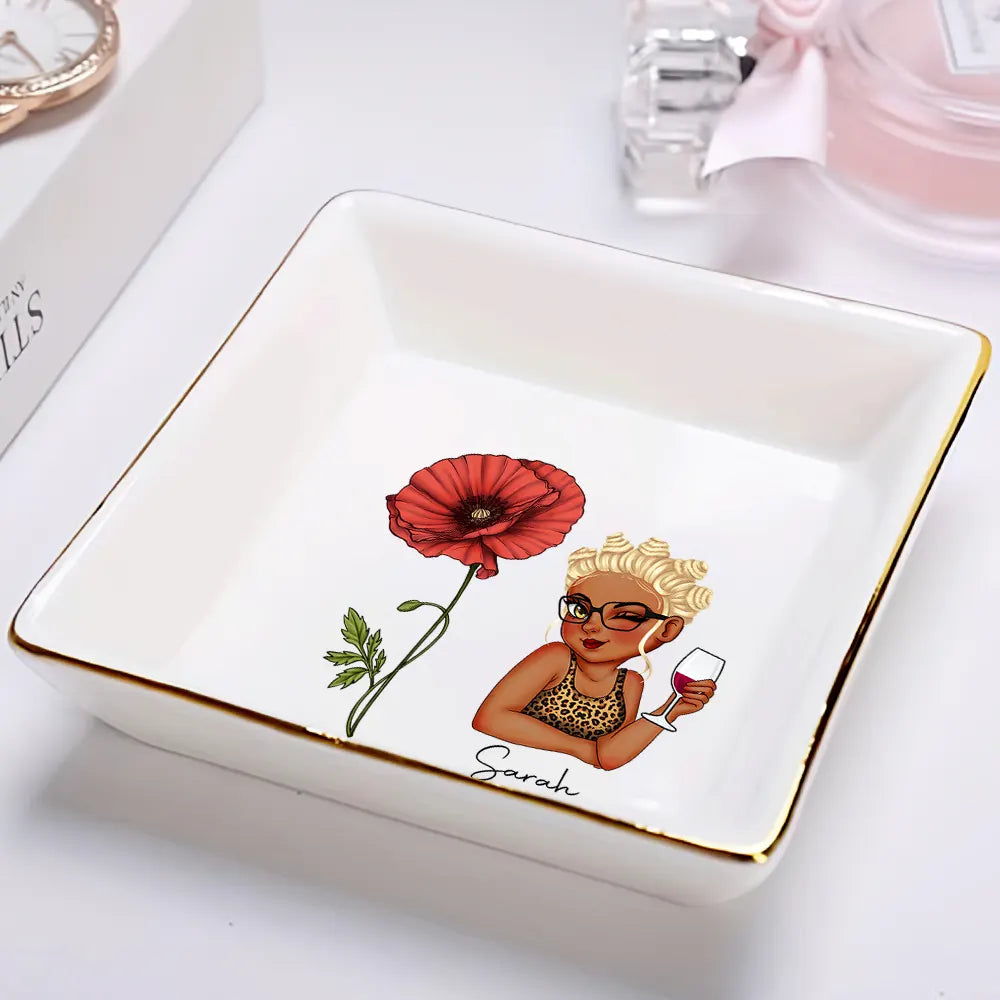 Birth Month Flowers Girl Bloom Where You're Planted - Personalized Ring Dish