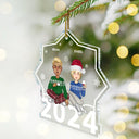 Christmas Cartoon Style 2024 Family Siblings - Personalized Custom Shaped Acrylic Ornament