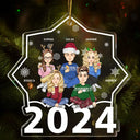 Christmas Cartoon Style 2024 Family Siblings - Personalized Custom Shaped Acrylic Ornament