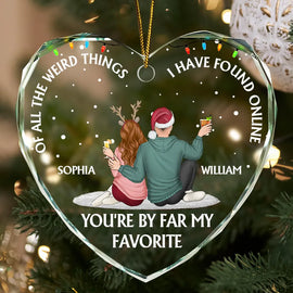 Of All The Weird Things I Have Found Online Christmas Couples - Personalized Heart Shaped Glass Ornament