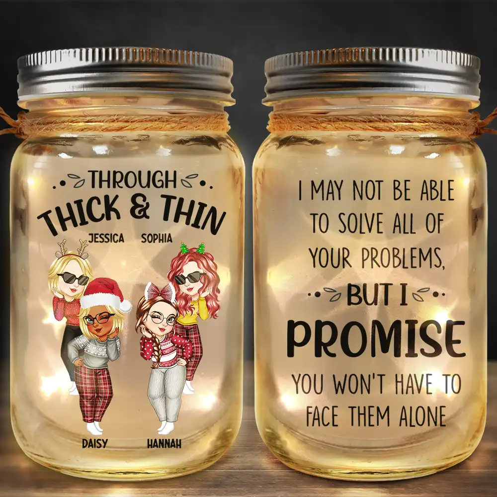 Through Thick & Thin I Promise Besties Turban Women - Personalized Mason Jar Light