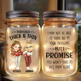 Through Thick & Thin I Promise Besties Turban Women - Personalized Mason Jar Light