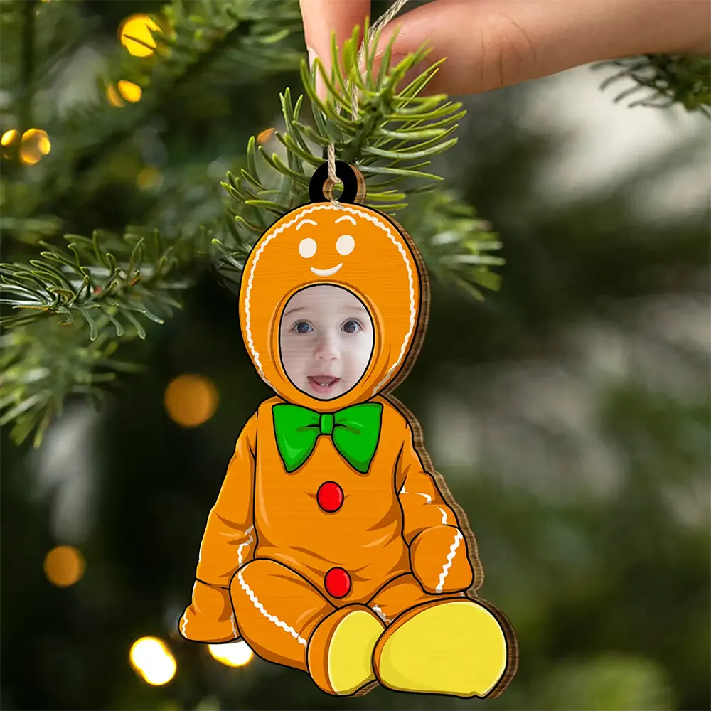 Custom Photo Baby Christmas Costumes - Personalized Wooden Cutout Ornament