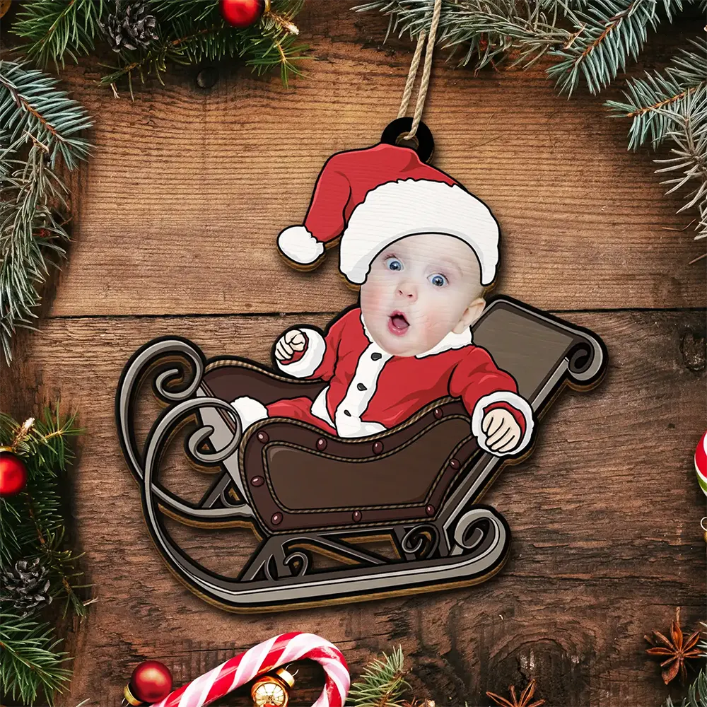 Custom Photo Baby Christmas Costumes - Personalized Wooden Cutout Ornament