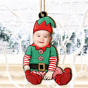 Custom Photo Baby Christmas Costumes - Personalized Wooden Cutout Ornament