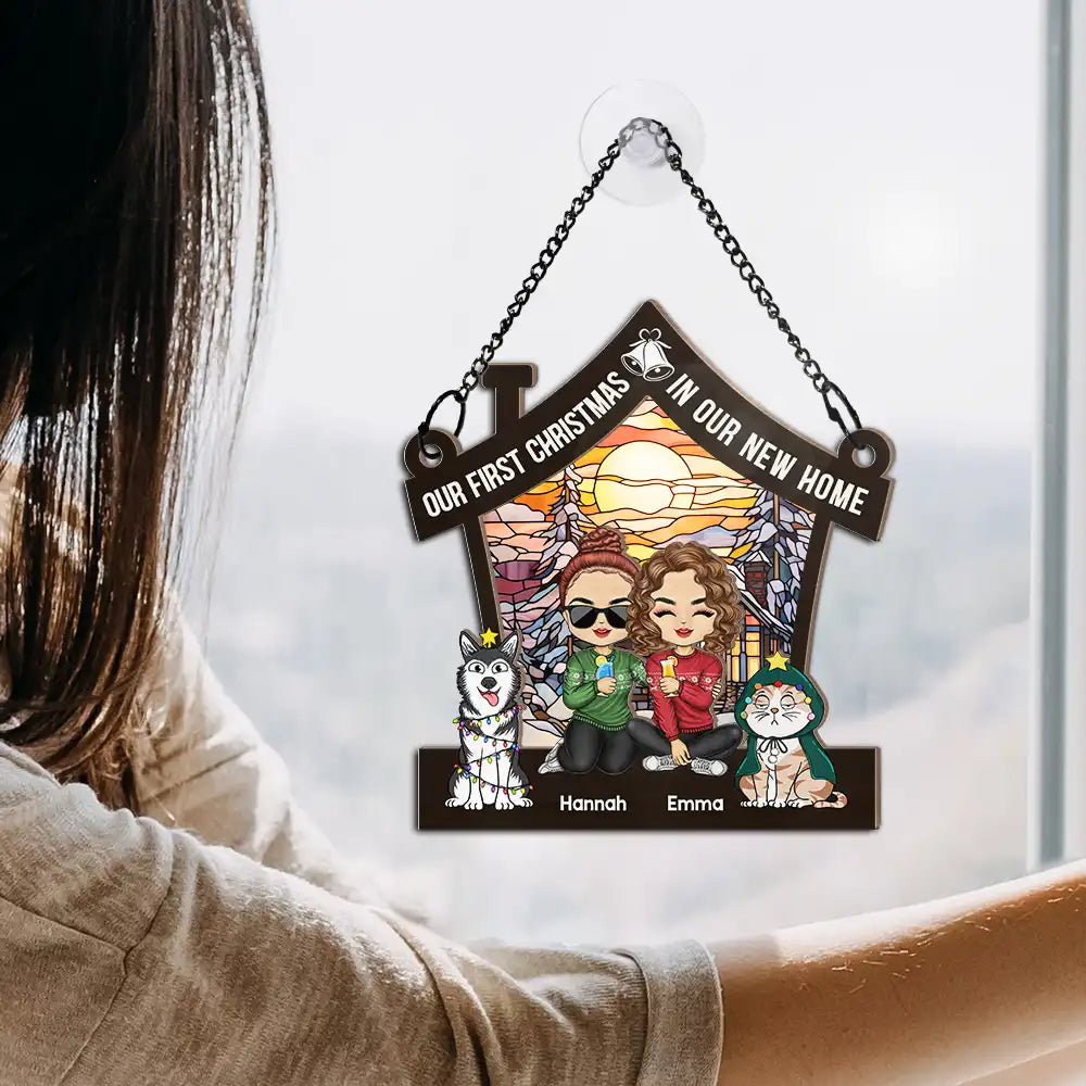 Our First Christmas In Our New Home - Personalized Window Hanging Suncatcher Ornament