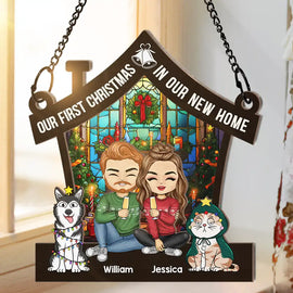 Our First Christmas In Our New Home - Personalized Window Hanging Suncatcher Ornament