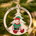 Custom Photo Baby's First Christmas Costumes - Personalized Wooden Cutout Ornament