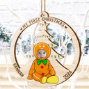 Custom Photo Baby's First Christmas Costumes - Personalized Wooden Cutout Ornament