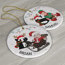 Custom Photo Baby Christmas Costumes Monogram - Personalized Circle Ceramic Ornament