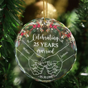 Happy Anniversary Celebrating Married - Personalized Circle Glass Ornament