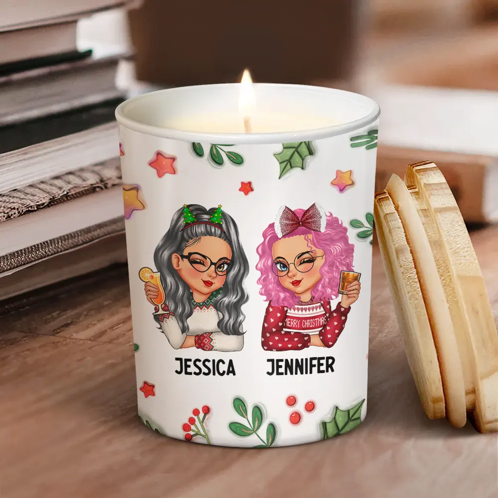 Chance Made Us Coworkers - 3D Inflated Effect Printed Candle, Personalized Scented Candle With Wooden Lid