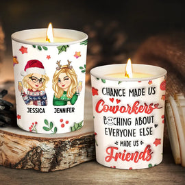 Chance Made Us Coworkers - 3D Inflated Effect Printed Candle, Personalized Scented Candle With Wooden Lid