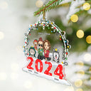 Christmas,Gift For Couples,Gift For Husband,Gift For Wife,Dog Lovers,Cat Lovers,Pet Couple,Happy - Christmas Couple And Pets - Personalized Custom Shaped Acrylic Ornament