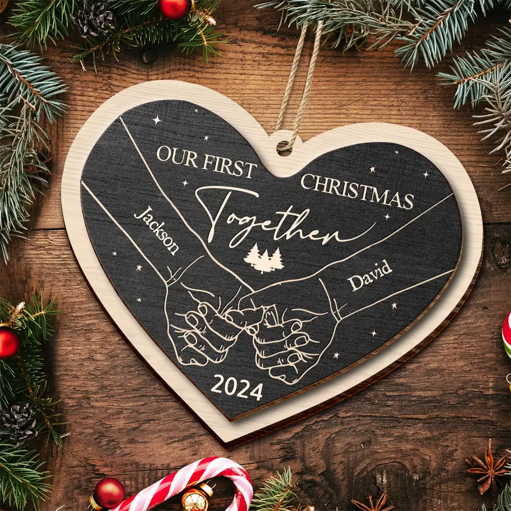 Gift For Couples,Gift For Husband,Gift For Wife,Christmas,Love - First Christmas As A Couple - Personalized 2-Layered Wooden Ornament