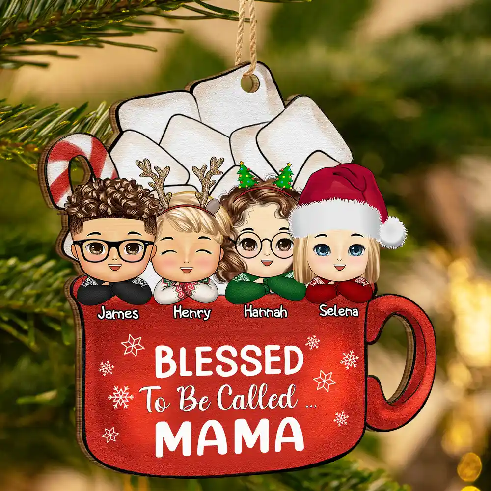 Gift For Grandma, Gift For Mother, Gift For Kids - Blessed To Be Called Grandma Nana - Personalized Wooden Cutout Ornament