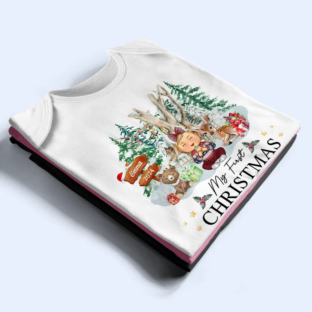 Christmas,Happy,Gift For Kids,Grandpa - Grandkids,New baby - Baby's First Christmas - Personalized Baby Onesie