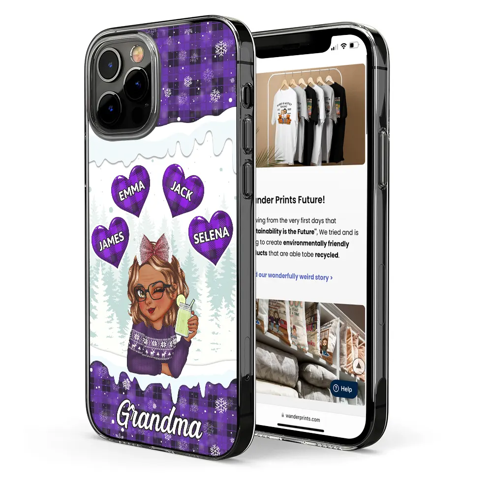 Gift For Grandma, Single Mom - Grandma's Sweet Hearts - Personalized Clear Phone Case