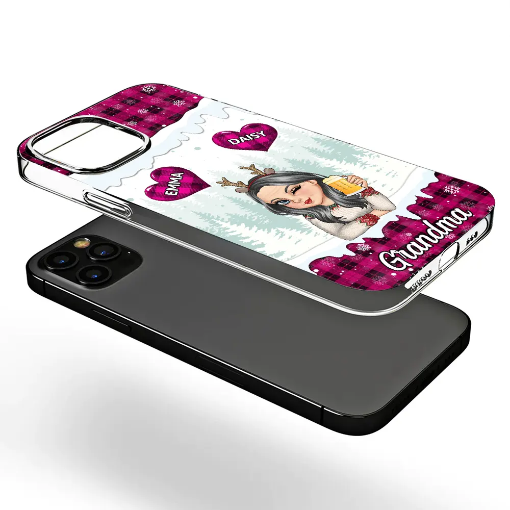 Gift For Grandma, Single Mom - Grandma's Sweet Hearts - Personalized Clear Phone Case