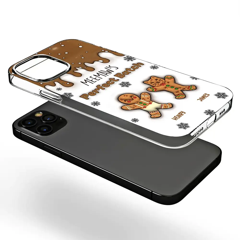 Gift For Grandparents - Gingerbread Grandma Grandpa Perfect Batch - 3D Inflated Effect Printed Personalized Clear Phone Case