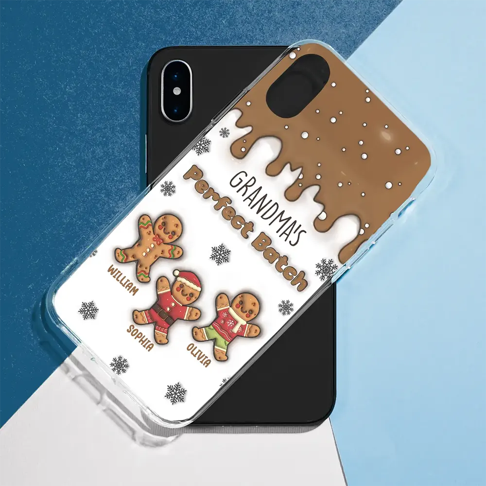 Gift For Grandparents - Gingerbread Grandma Grandpa Perfect Batch - 3D Inflated Effect Printed Personalized Clear Phone Case