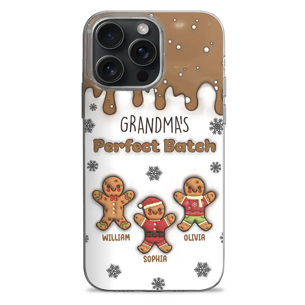 Gift For Grandparents - Gingerbread Grandma Grandpa Perfect Batch - 3D Inflated Effect Printed Personalized Clear Phone Case