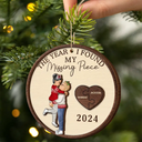 Christmas,Love,Gift For Couples,Gift For Husband,Gift For Wife,Gift For Boyfriend,Gift For Girlfriend,Anniversary - The Year I Found My Missing Piece Cartoon Kissing Couples - Personalized 2-Layered Wooden Ornament