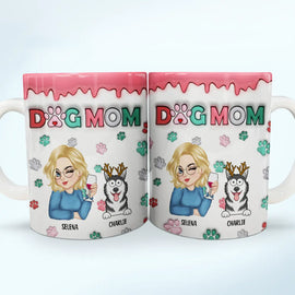 Pet Lovers, Pet Mom - Dog Cat Mom Turban Woman Funny Pet - 3D Inflated Effect Printed Mug, Personalized White Edge-to-Edge Mug