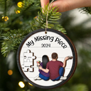 Gift For Couples - My Missing Piece Christmas Backside Couple - Personalized 2-Layered Wooden Ornament