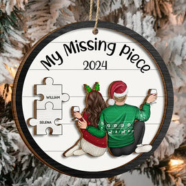 Gift For Couples - My Missing Piece Christmas Backside Couple - Personalized 2-Layered Wooden Ornament