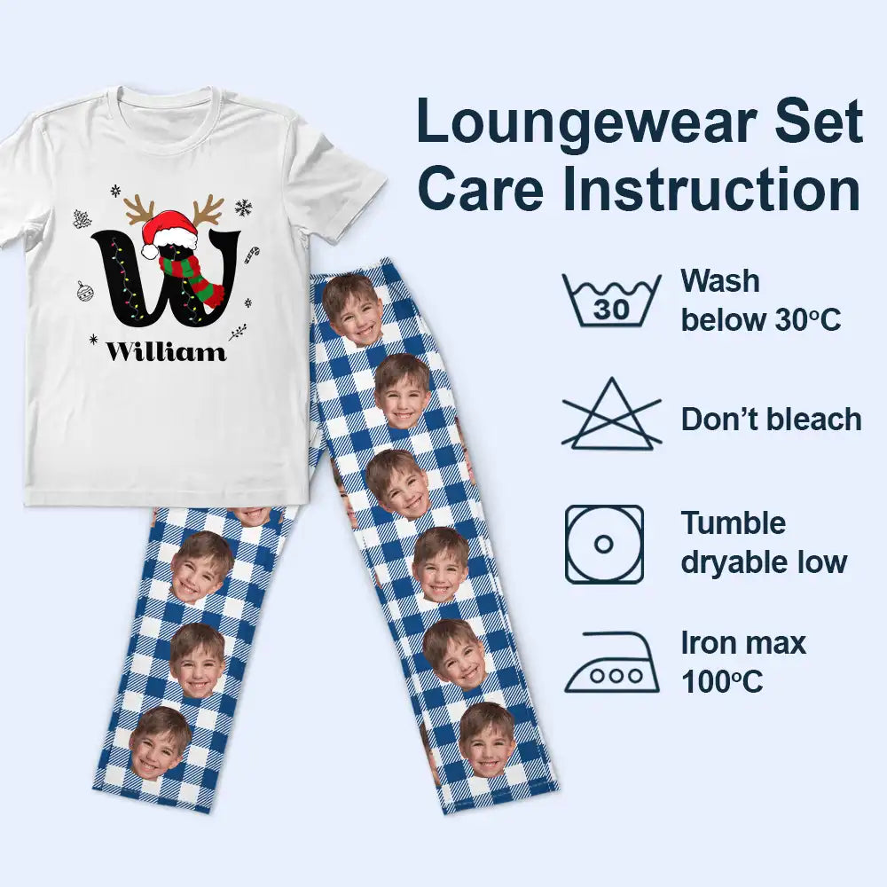 Family, Parents, Kids - Custom Photo Face Cut Monogram - Personalized Loungewear Set