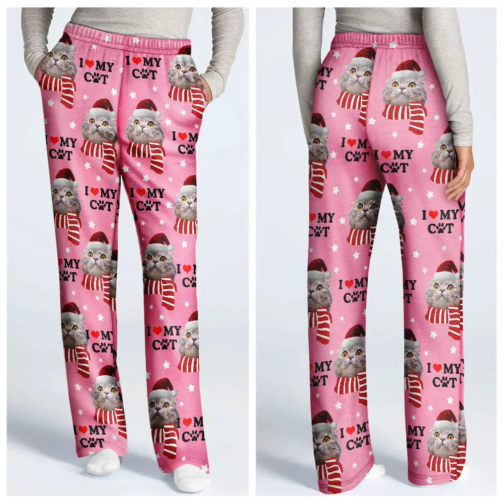 Christmas,Custom Photo,Pet Lovers,Dog Lovers,Cat Lovers,Happy - Custom Photo I Love My Dog Cat - Personalized Loungewear Set