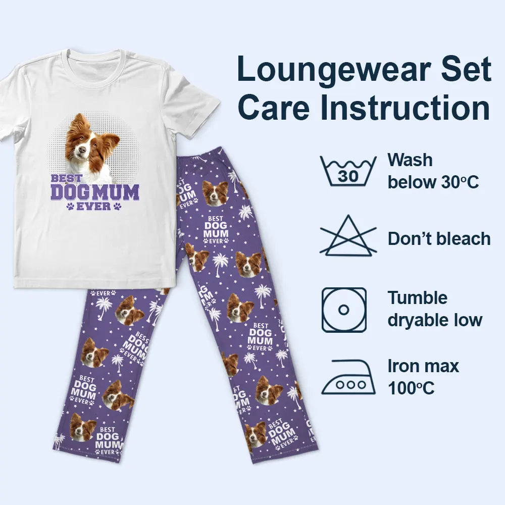 Pet Lovers, Dog Lovers, Cat Lovers, Pet Mom, Pet Dad - Custom Photo Best Dog Cat Dad Mom Ever - Personalized Loungewear Set