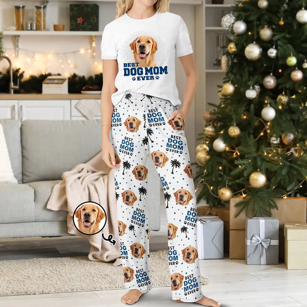 Pet Lovers, Dog Lovers, Cat Lovers, Pet Mom, Pet Dad - Custom Photo Best Dog Cat Dad Mom Ever - Personalized Loungewear Set