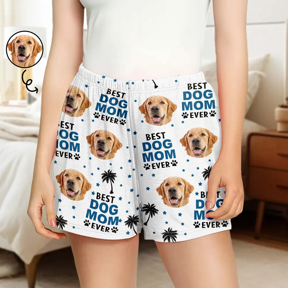 Pet Lovers, Pet Mom, Pet Dad, Dog Lovers, Cat Lovers - Custom Photo Best Dog Cat Dad Mom Ever - Personalized Pajama Shorts