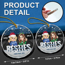 Gift For Bestie, Gifts For Colleagues - Besties Forever Christmas Sisters - Personalized Circle Glass Ornament