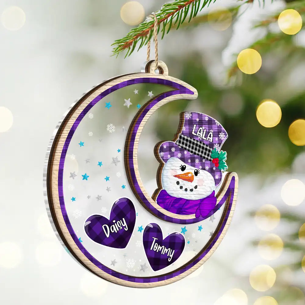 Gift For Grandparents - Papa Nana Snowman Christmas Grandparents - Personalized 2-Layered Mix Ornament